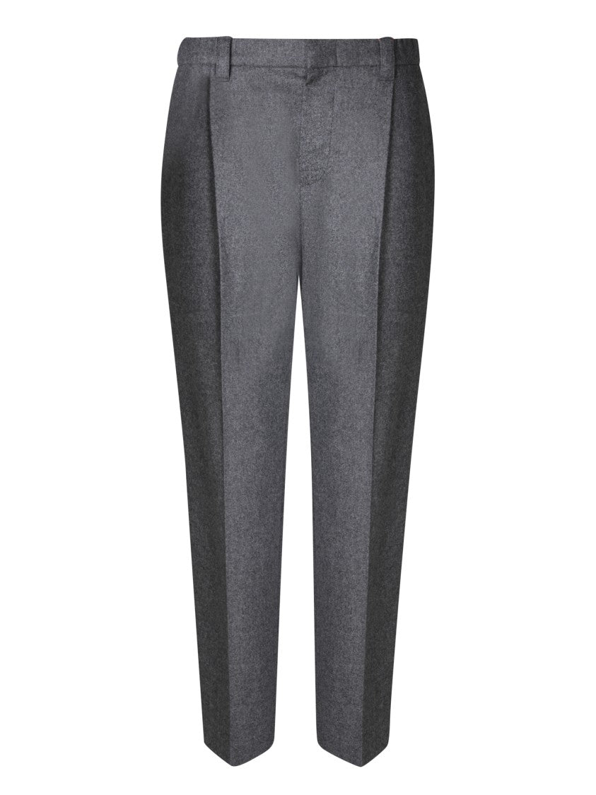 Brunello Cucinelli Grey Wool And Cashmere Blend Wide Trousers