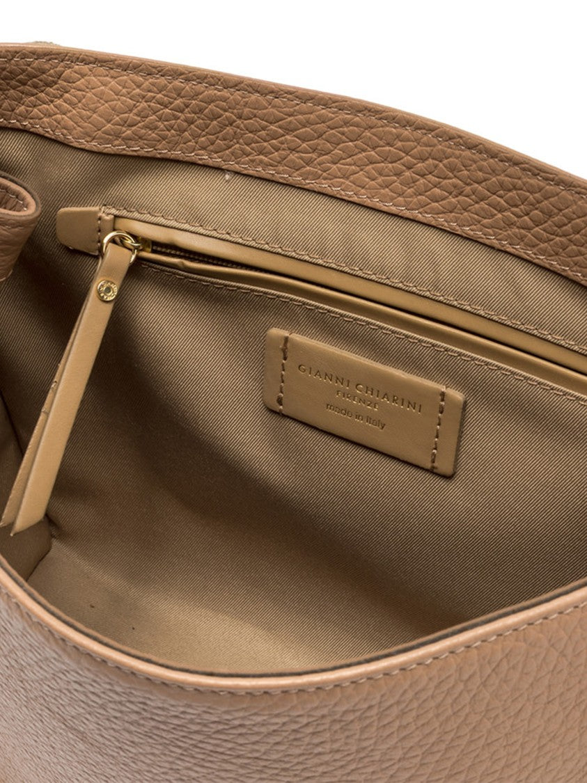 Gianni Chiarini Cecile Medium Beige Pebbled Leather Handbag