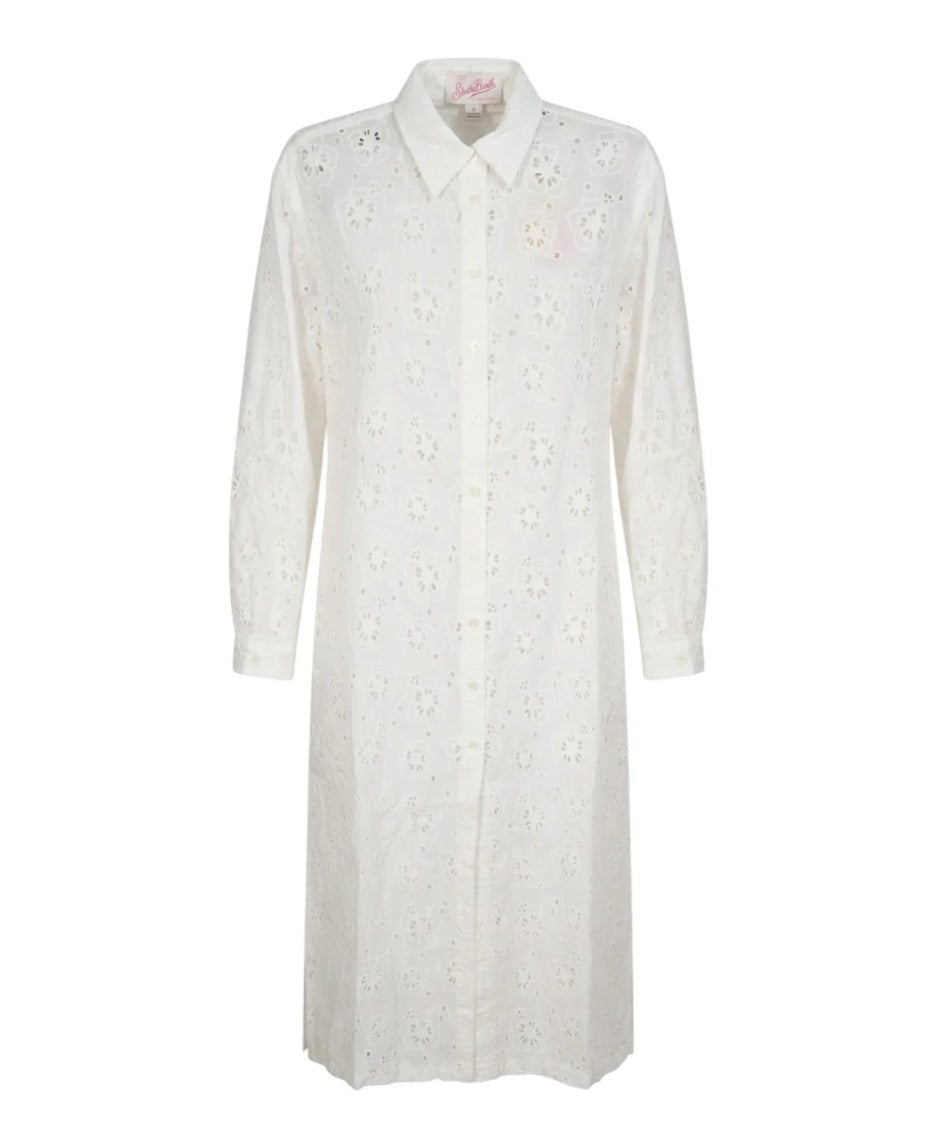 Mc2 Saint Barth Knee-Length Shirt Dress With Eyelet Pattern