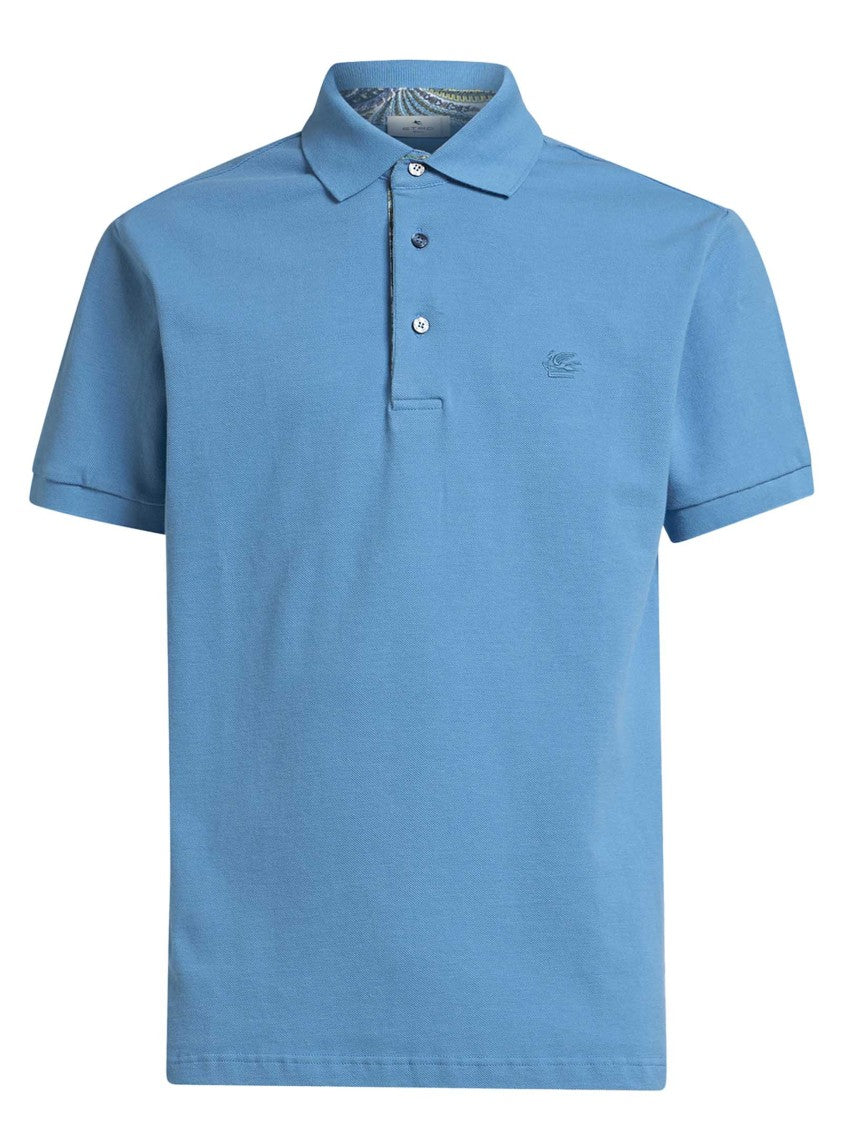Etro Clear Blue Polo With Monogram Detail