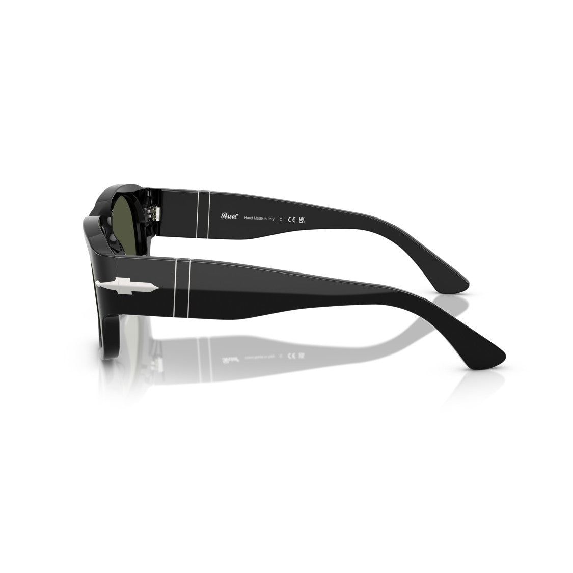 Persol 0Po3380s Glossy Black Rectangular Sunglasses With Silver Arrow Detail