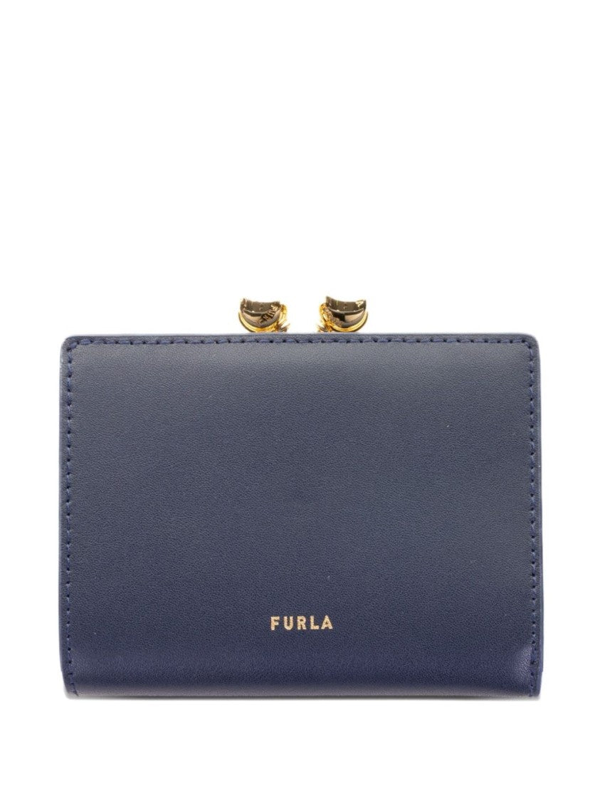 Furla Compact Structured Wallet With Gold-Tone Accents