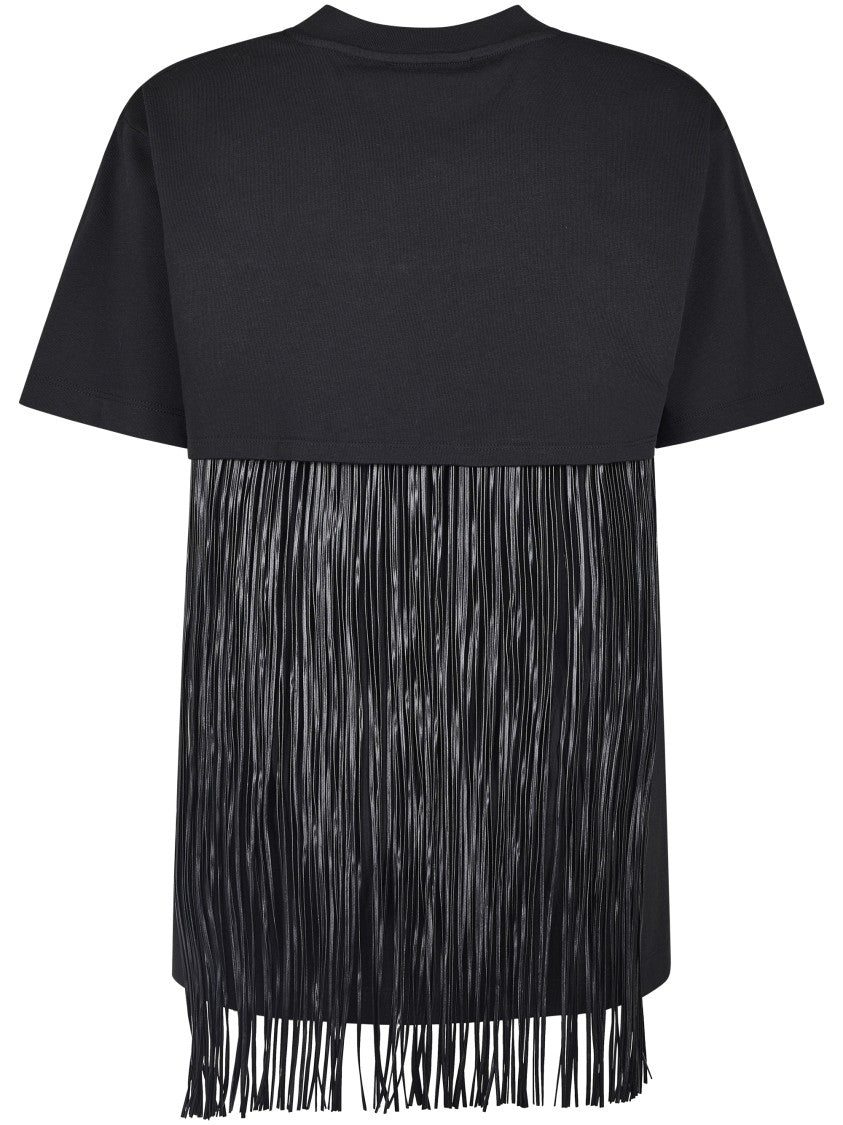 Max Mara Relaxed Fit Black T-Shirt With Cascading Fringe Detail