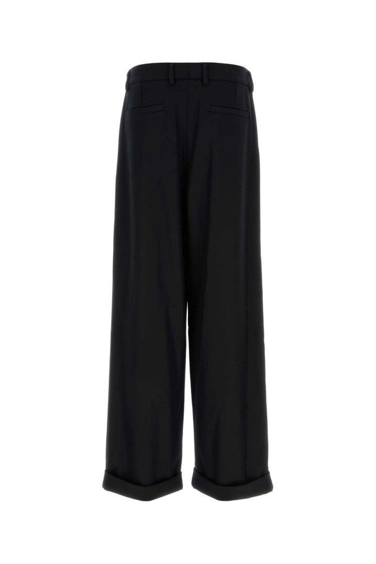 Dolce & Gabbana Black Wool Wide-Leg Pant