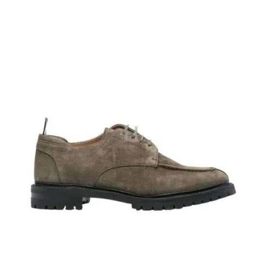 Thom Browne Moc Toe Suede Dress Shoes With Rubber Lug Sole