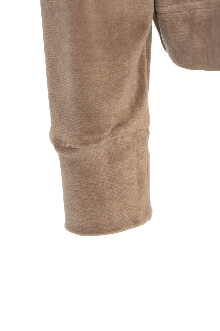 Majestic Filatures Oversized Velvet Hoodie With Zip Closure