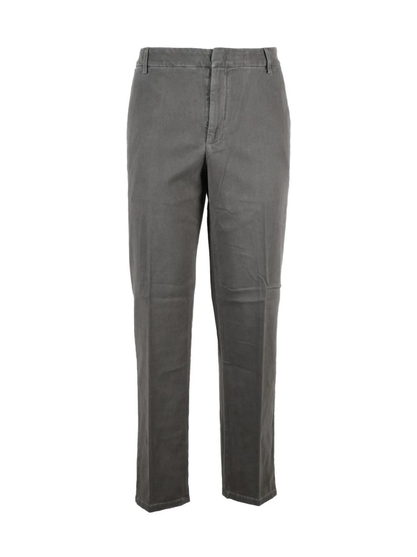 Dondup Grey James Straight-Leg Stretch Cotton Trousers