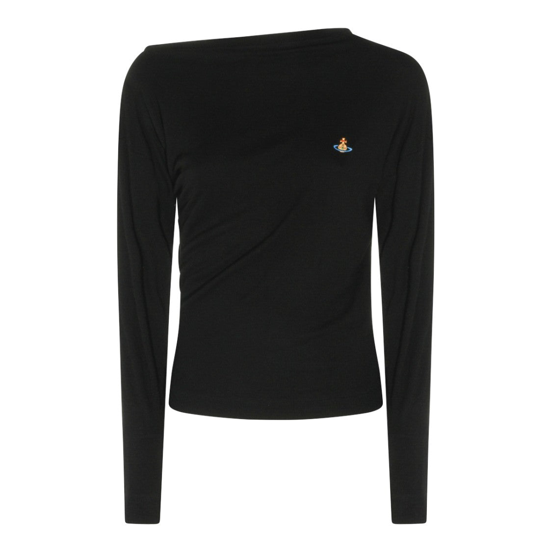 Vivienne Westwood Black Stretch Hebo Top With Asymmetric Neckline