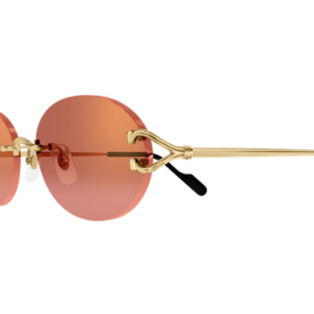 Cartier Oval Rimless Sunglasses With Gold Temples