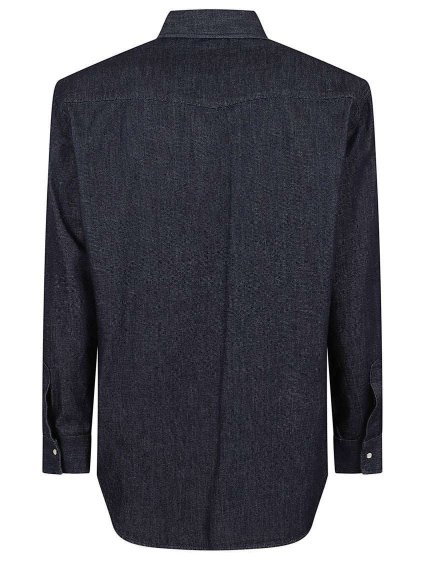 Dsquared2 Dark Wash Denim Shirt With Pearlized Snaps