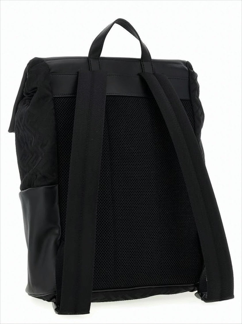Fendi Structured Black Backpack With Monogram Patterns