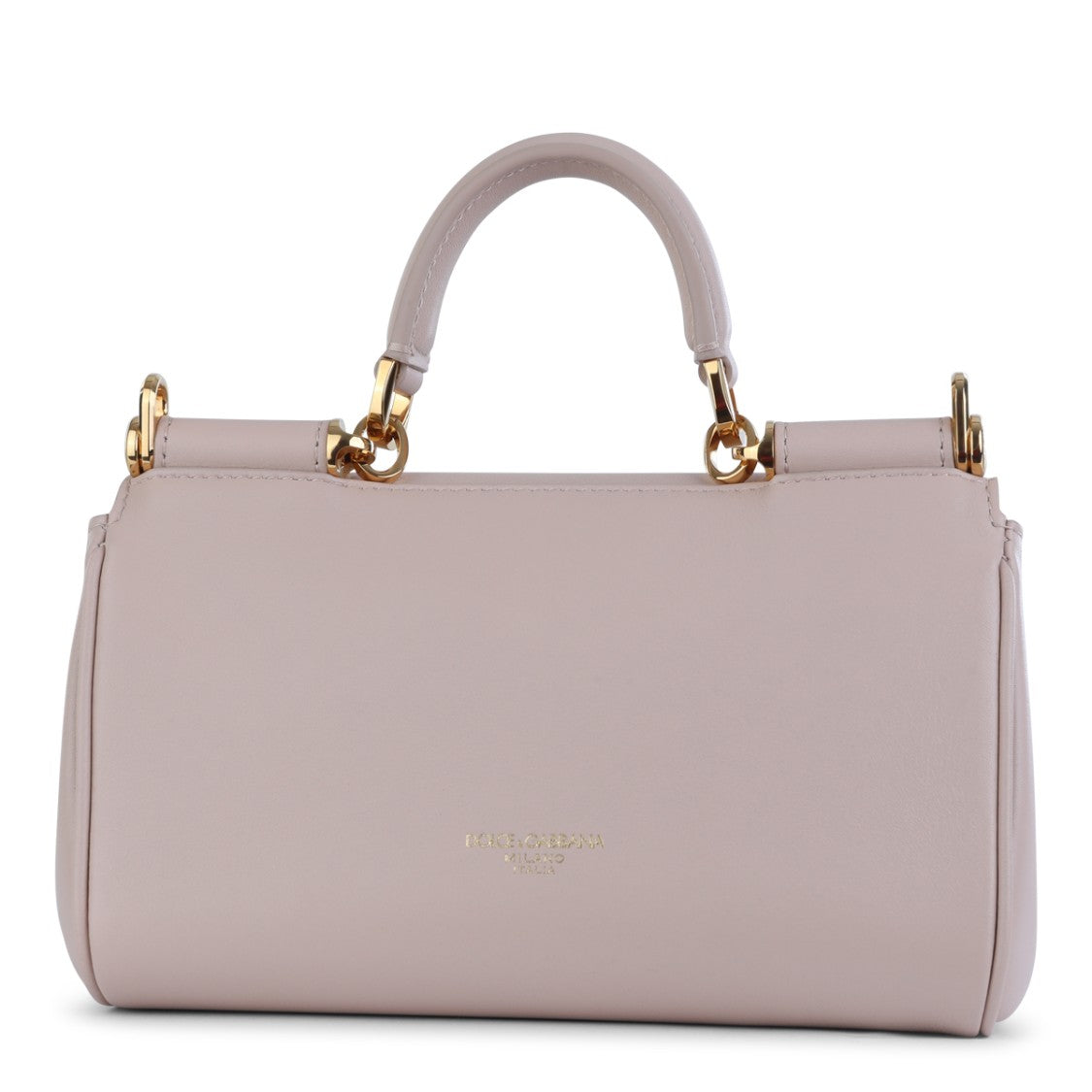 Dolce & Gabbana Structured Nude Leather Top Handle Bag