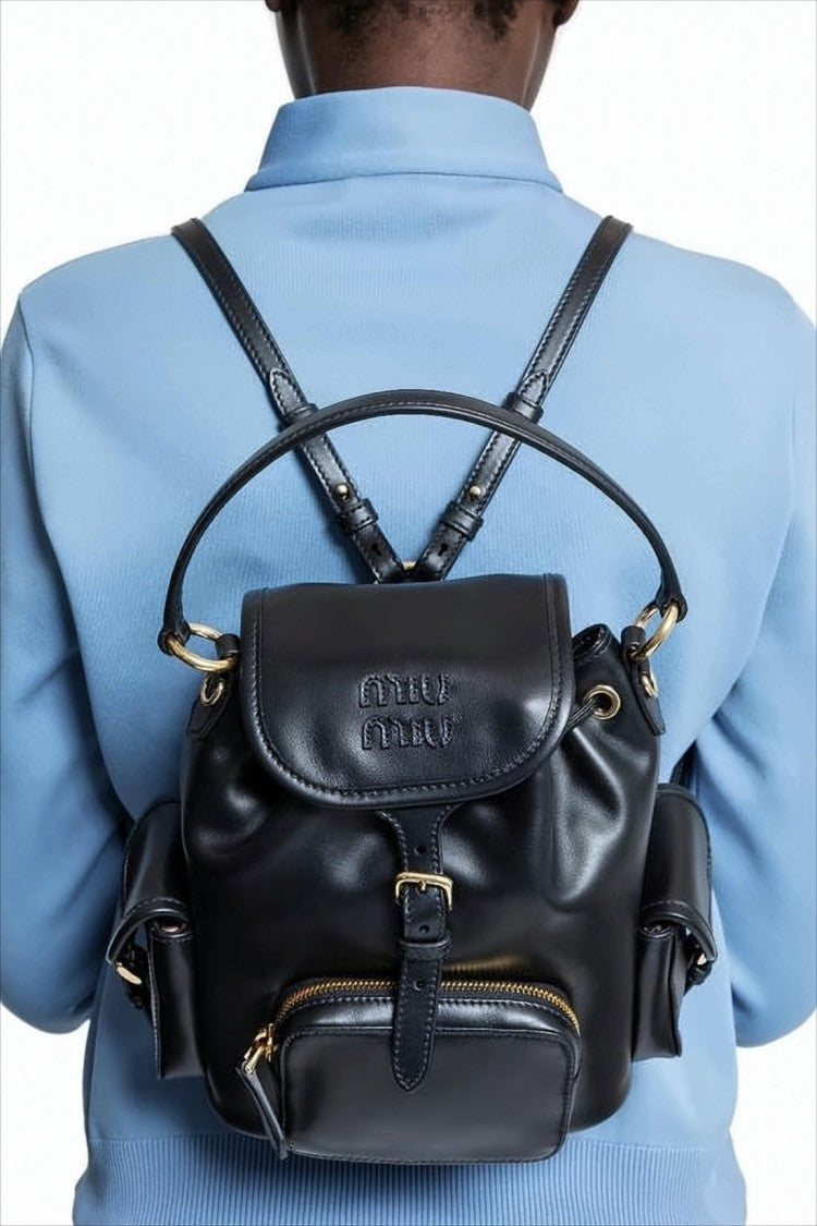Miu Miu Structured Black Leather Crossbody Bag