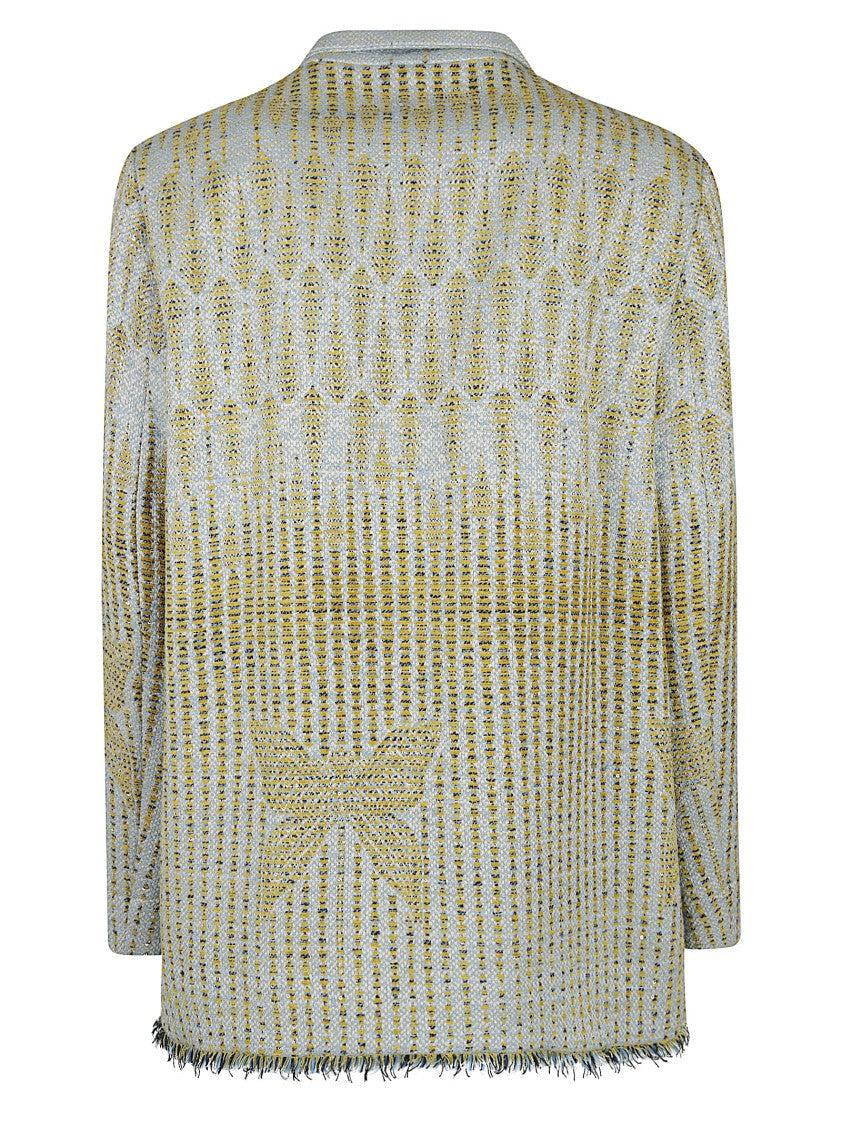 Forte Forte Structured Double-Breasted Coat With Textured Stripes