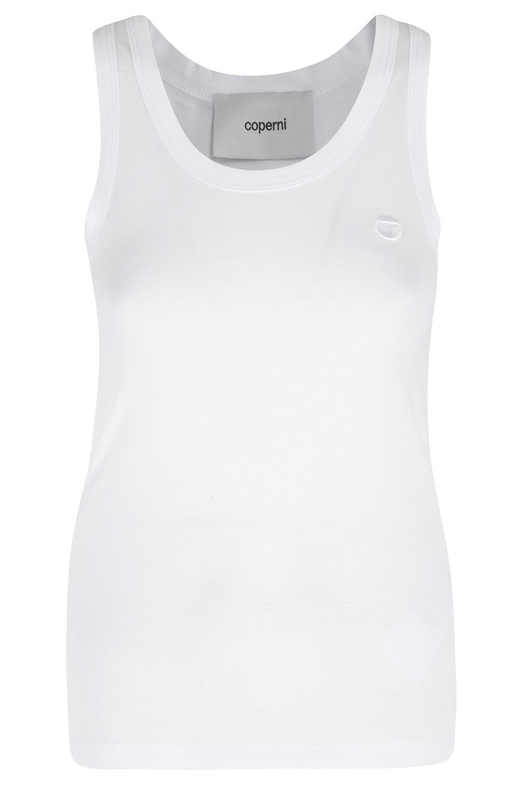 Coperni White Lightweight Logo Tone-On-Tone Cotton-Blend Tank Top