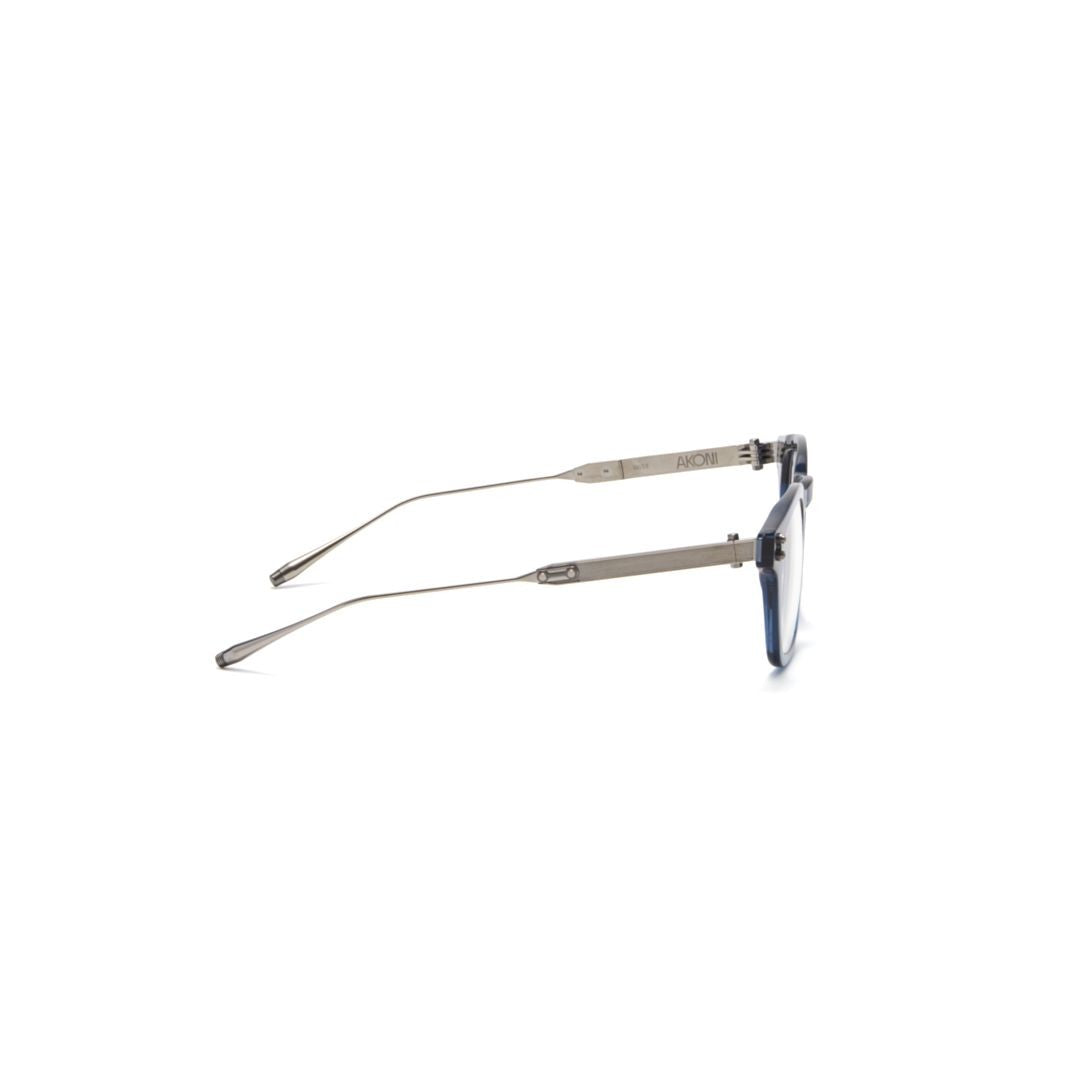 Akoni Akx-418 Translucent Blue Square Frame Eyeglasses With Metal Temples