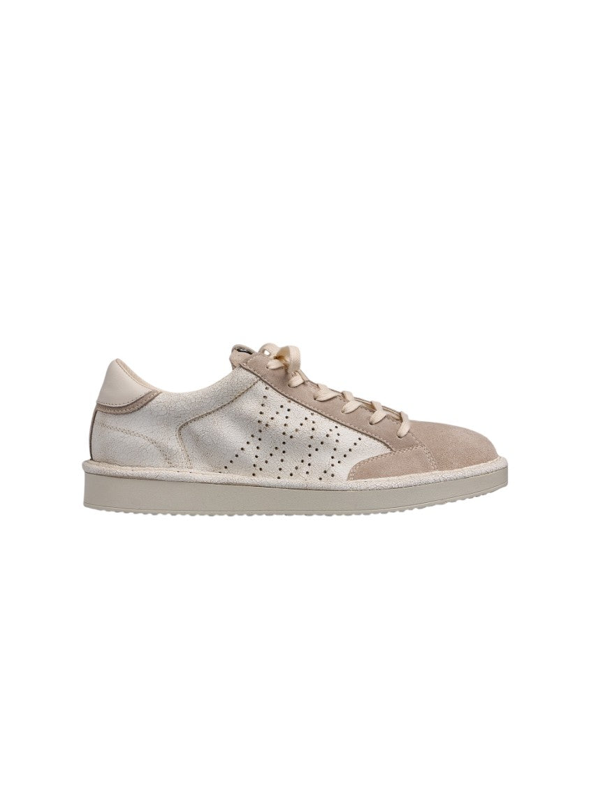 Panchic Ivory Leather Contrast Suede Toe Sneakers