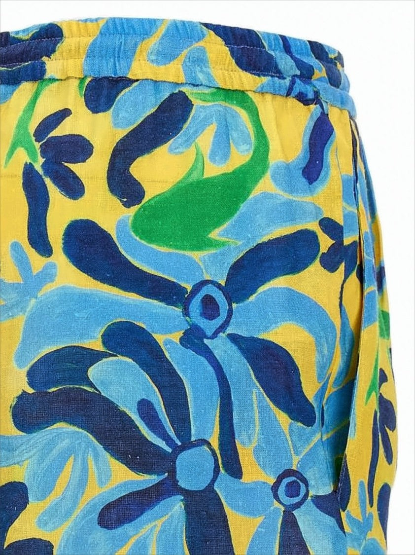 Marni Vibrant Yellow Abstract Floral Shorts