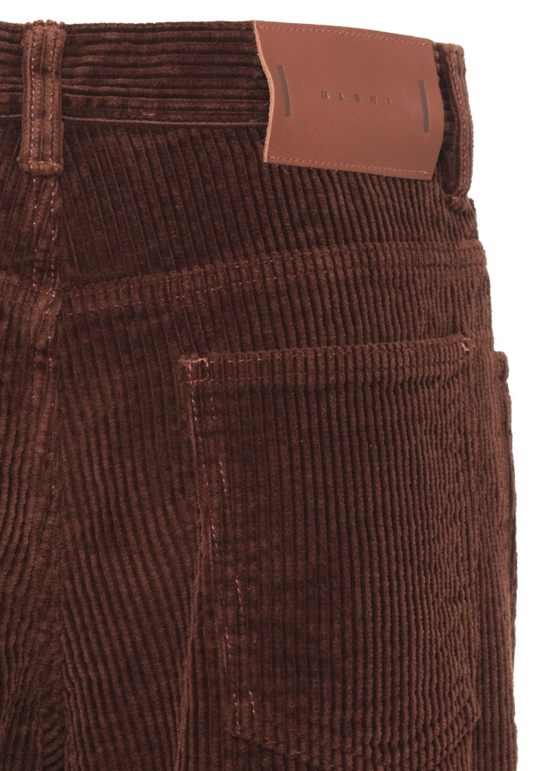 Marni Flared Ribbed Velvet Trousers With Classic Five-Pocket Design
