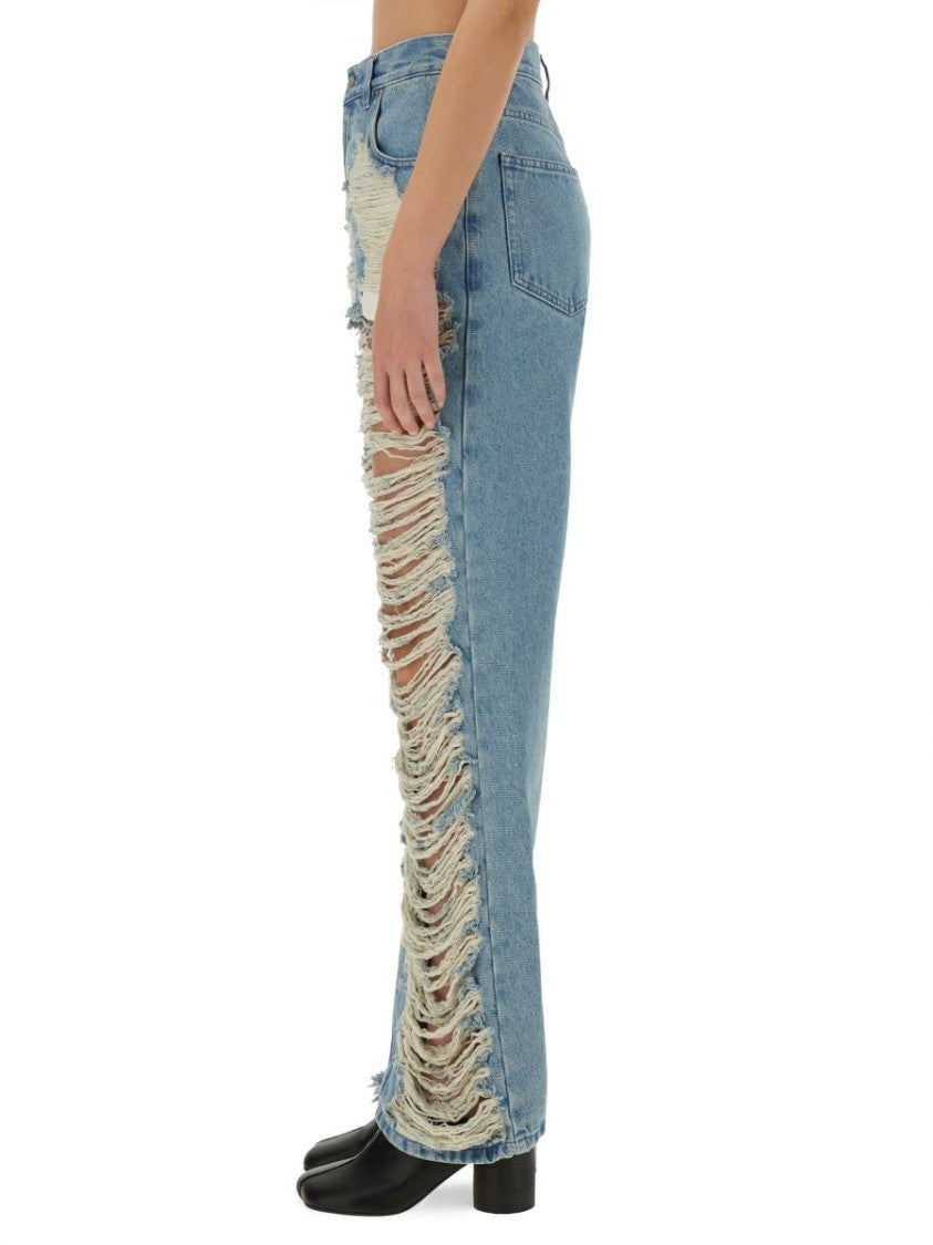Mm6 By Maison Margiela "Destroyed" Straight Jeans