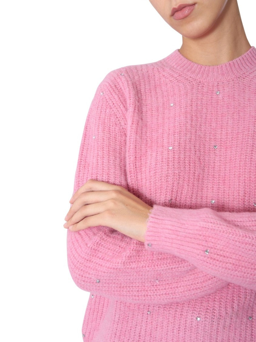 Msgm Soft Pink Oversized Crew Neck Sweater