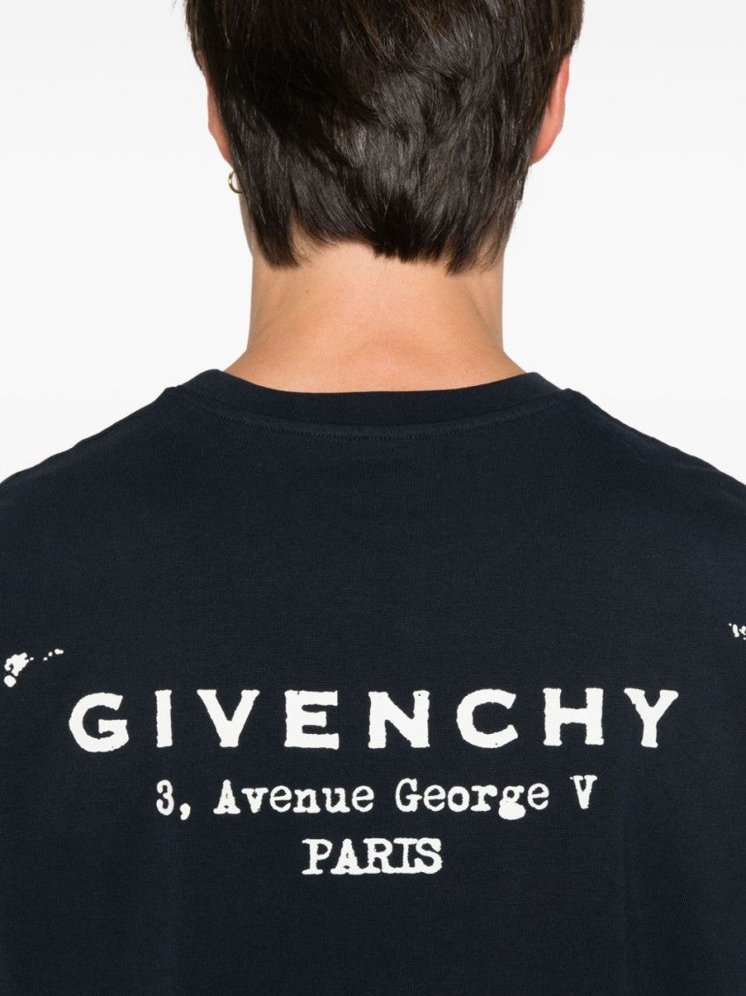 Givenchy Black Cotton T-Shirt With Stamp Print