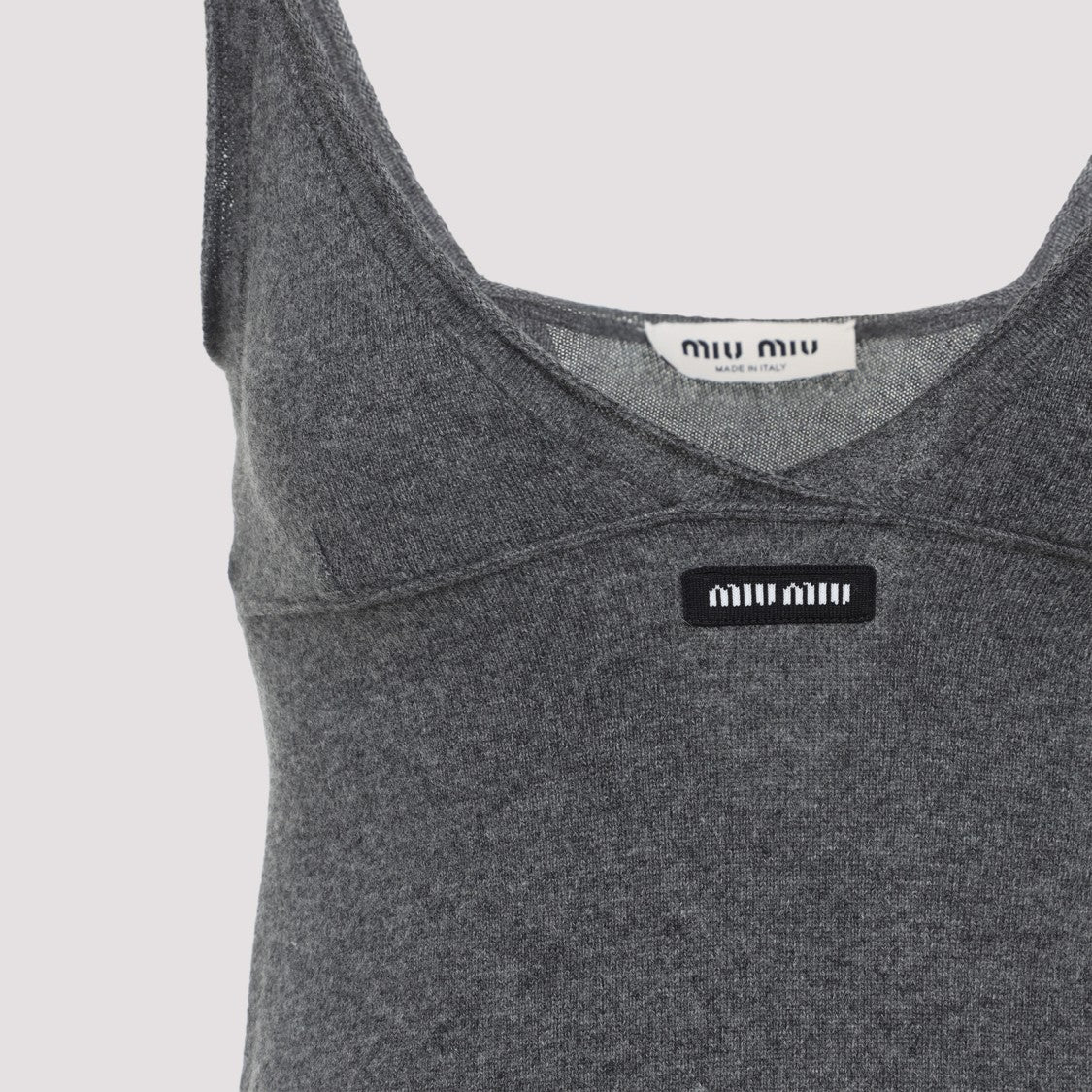 Miu Miu Cashmere Mini Dress With Scoop Neckline