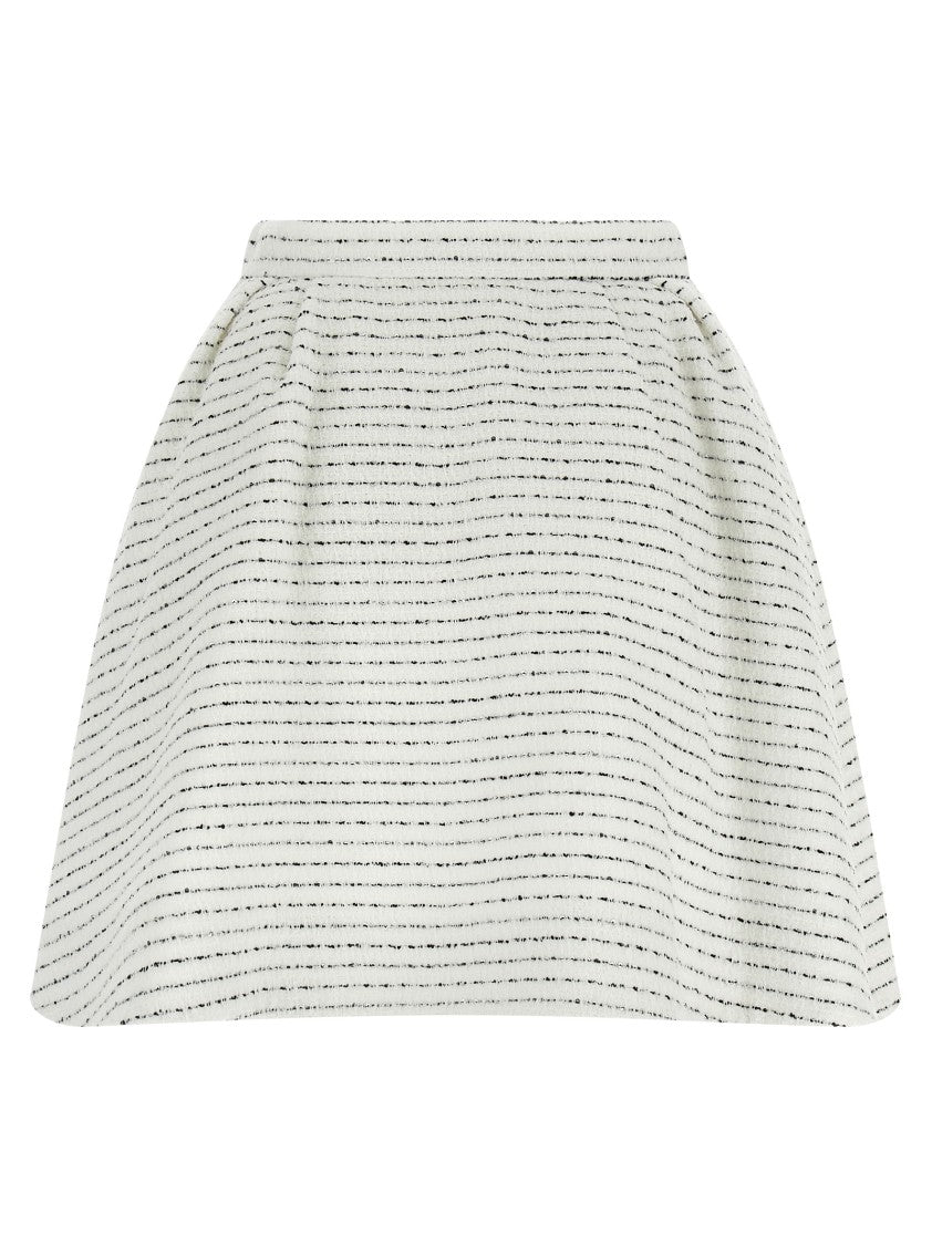 Alessandra Rich Tweed Mini Skirt With Micro Sequins And Pleated Waist
