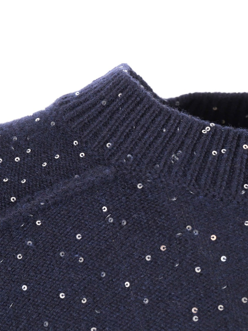 Antonelli Cropped Knit Sweater With Subtle Sequin Detailing