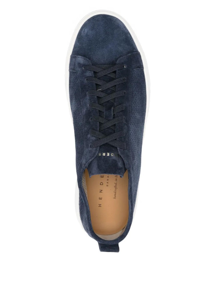Henderson Perforated Suede Low-Top Sneakers With Contrasting Rubber Sole