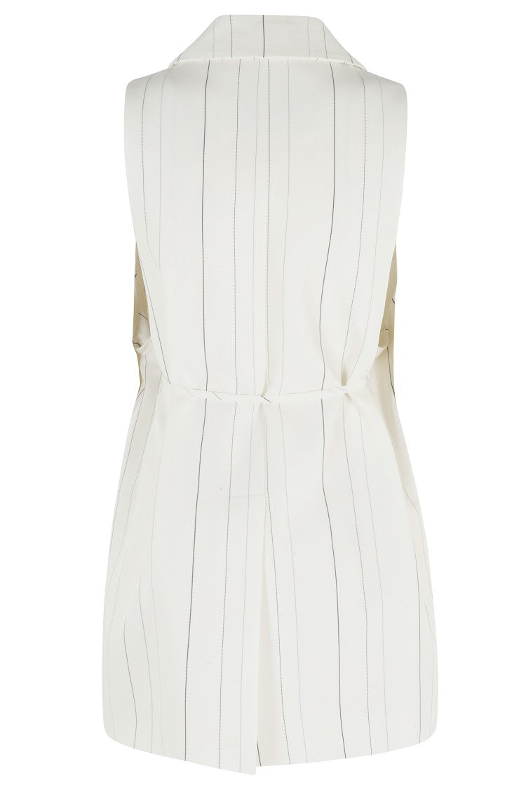 Semi Couture White Elenoir Reverse Front-Button Wool-Blend Vest