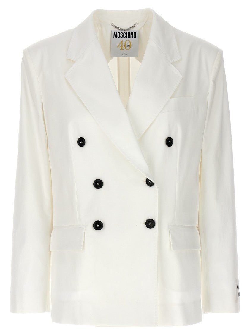 Moschino Double-Breasted Cotton Blazer With Button Closure