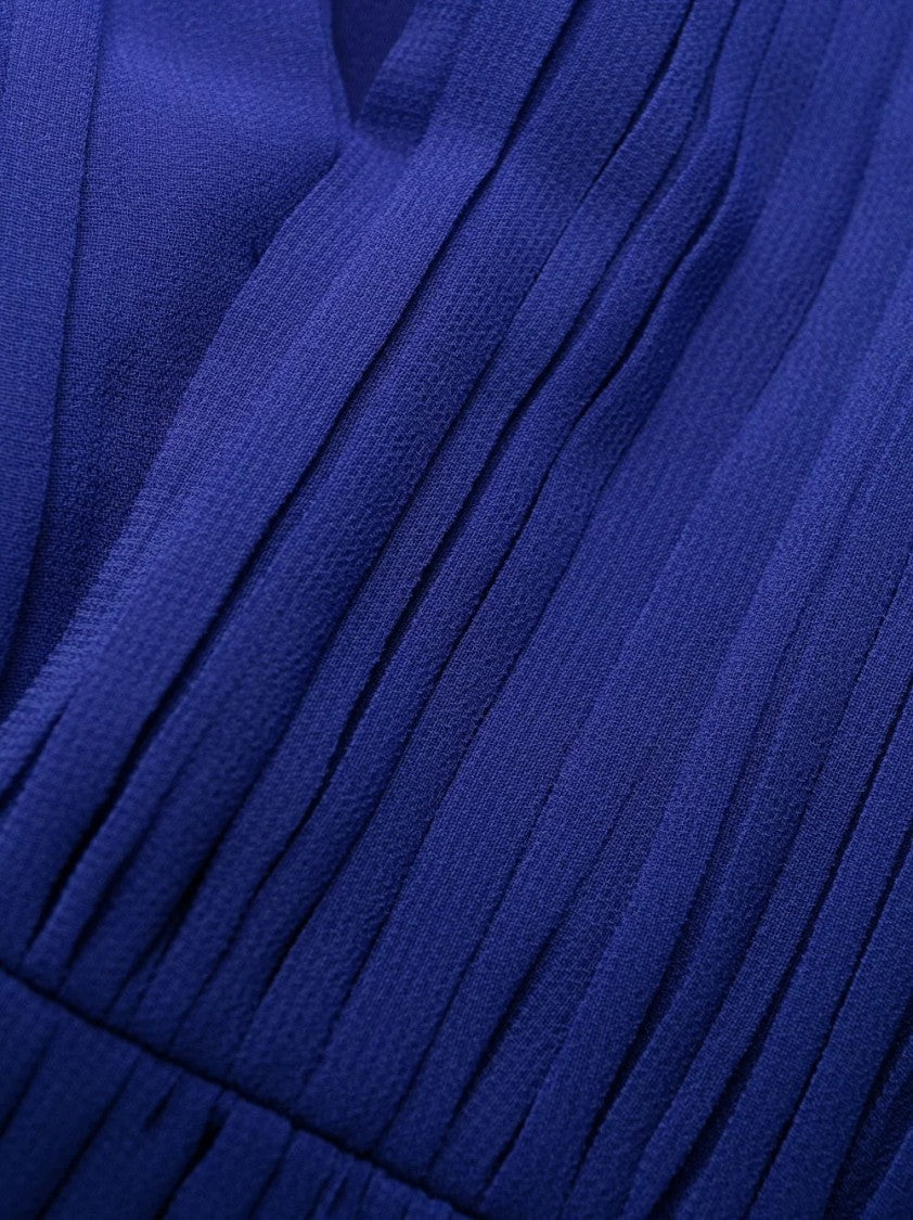 Self-Portrait Cobalt Chiffon Midi Dress