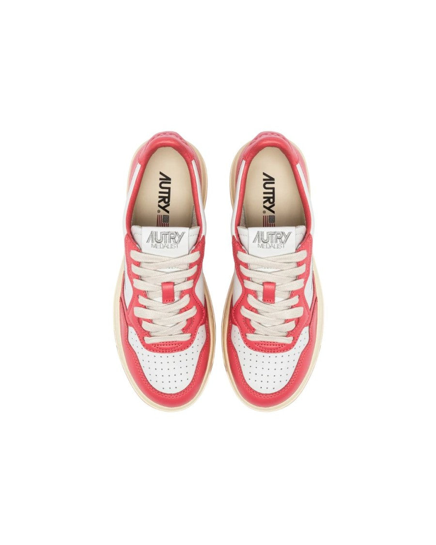 Autry Bicolor Low-Top Sneakers With Padded Collar And Leather Insole