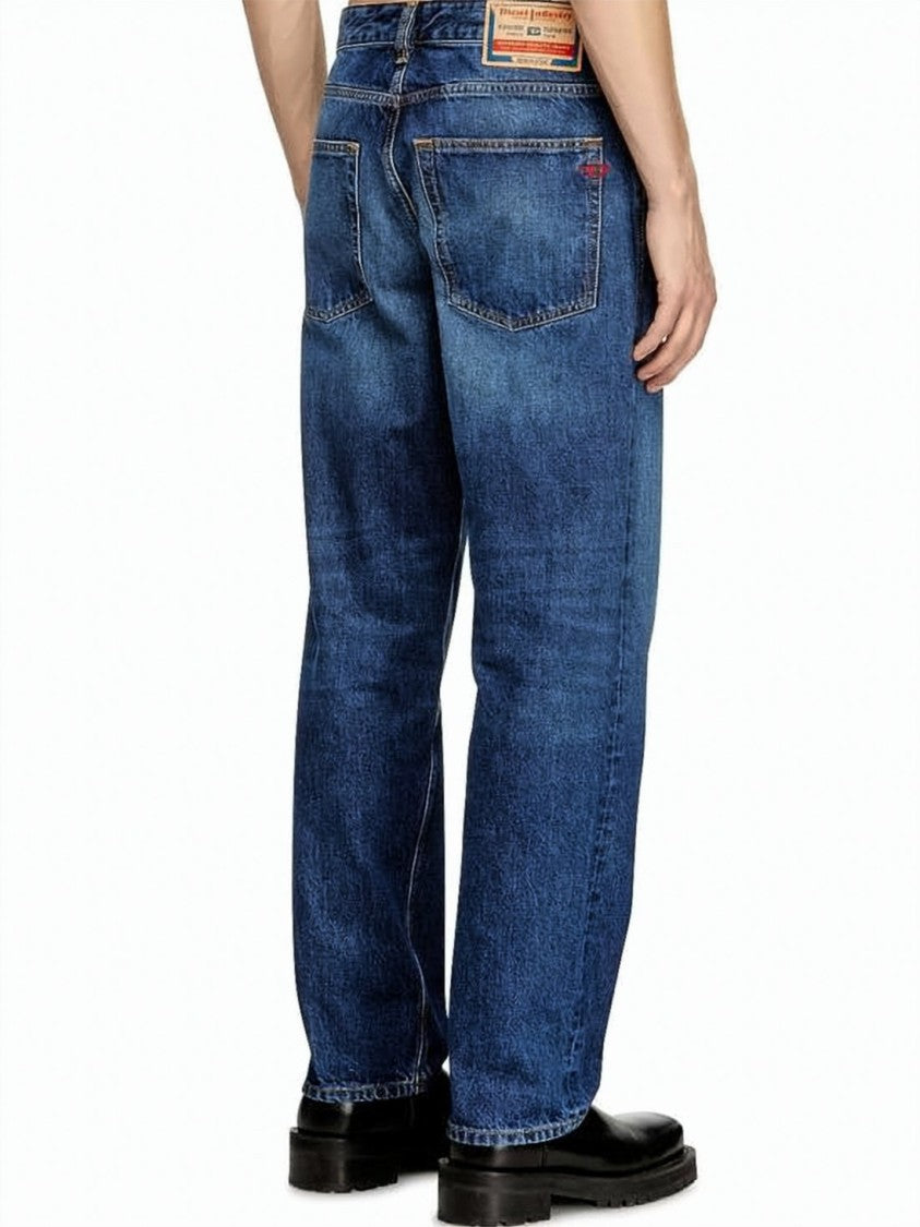 Diesel Blue Straight-Leg Medium Wash Denim Jeans