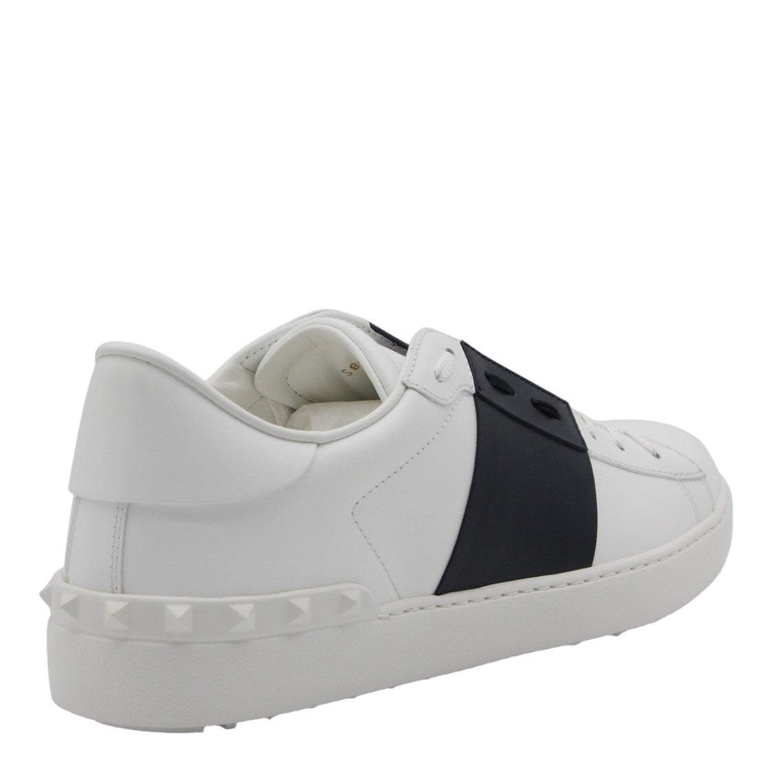 Valentino Garavani White Leather Sneakers With Bold Black Strap