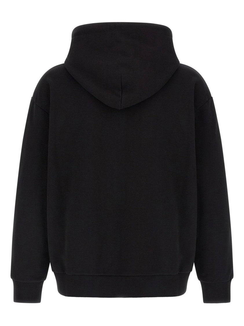 Mm6 By Maison Margiela Black Central Printed Detail Cotton Hoodie