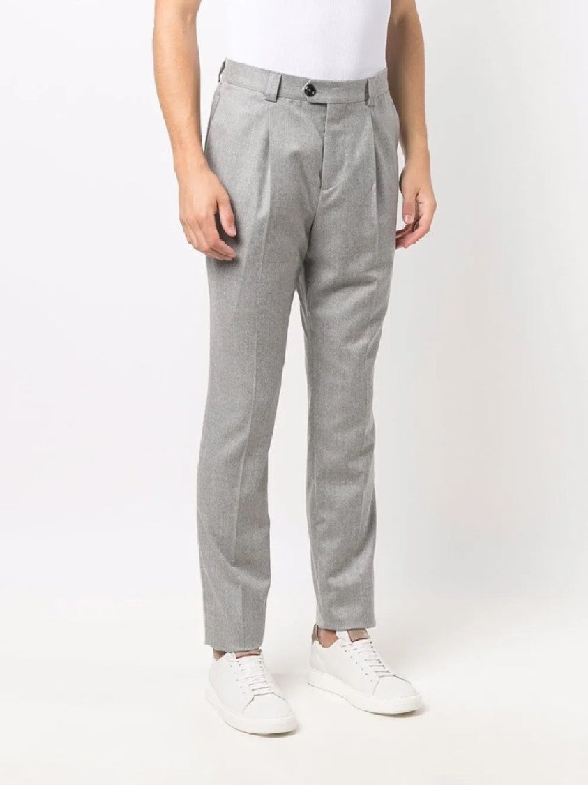 Brunello Cucinelli Tailored Grey Trousers With Subtle Pleat Detail