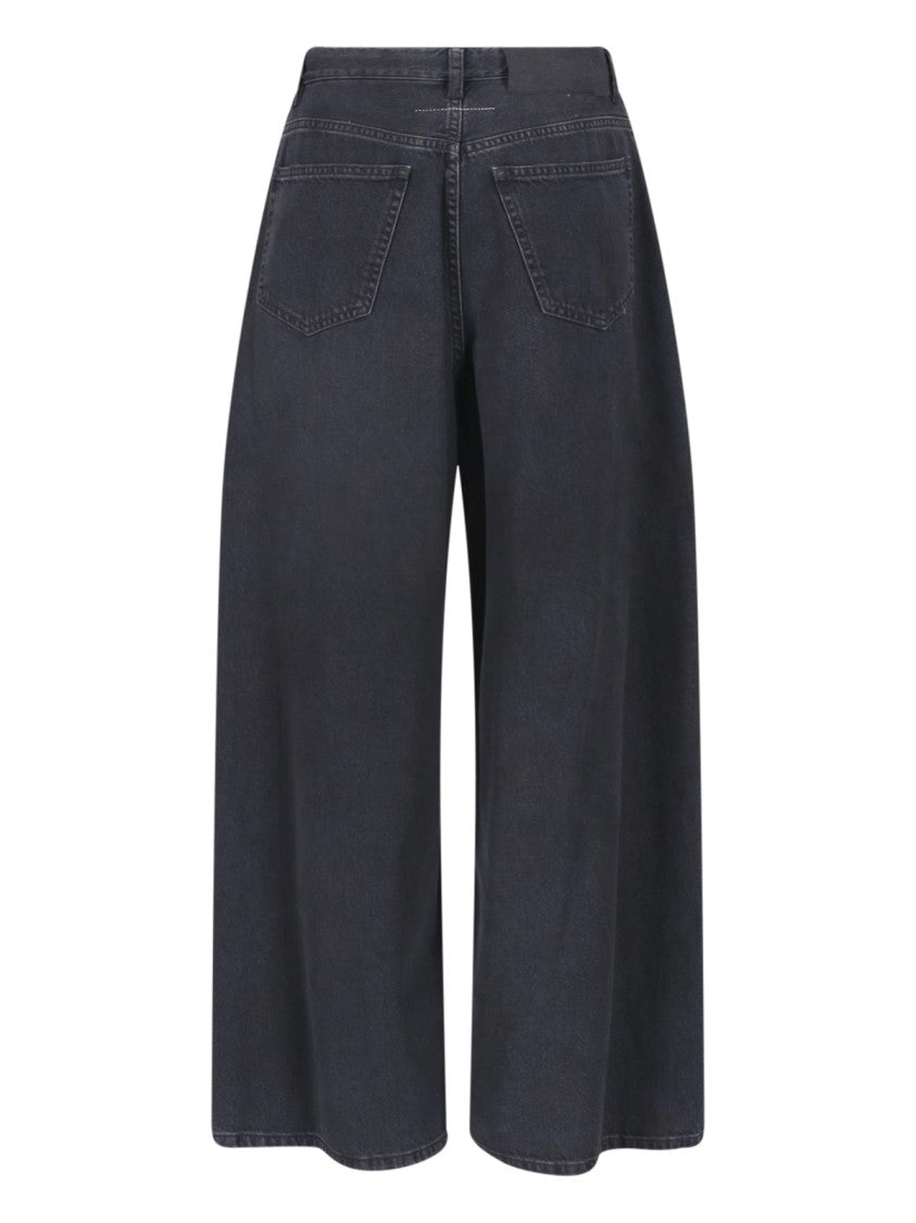 Mm6 By Maison Margiela Black Cotton Denim Wide-Leg Jeans