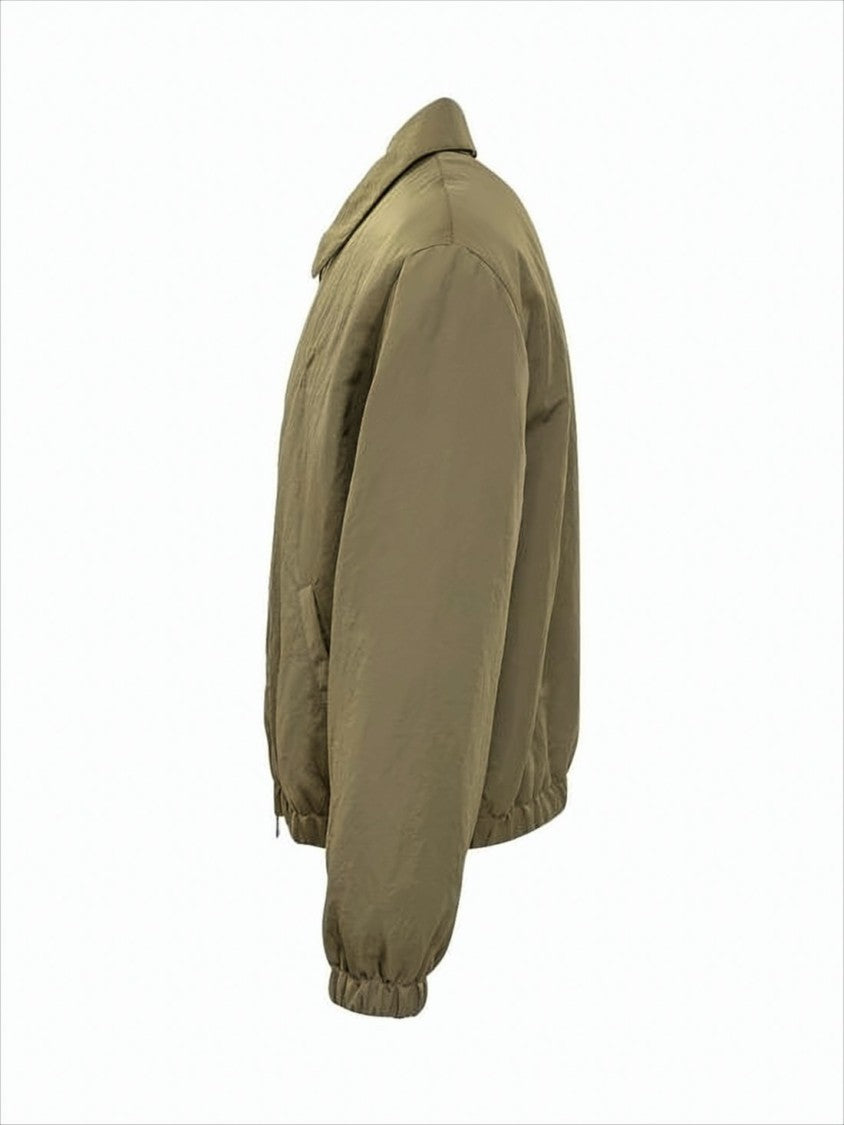 Ami Paris Brown Zip-Up Jacket With Classic Collar