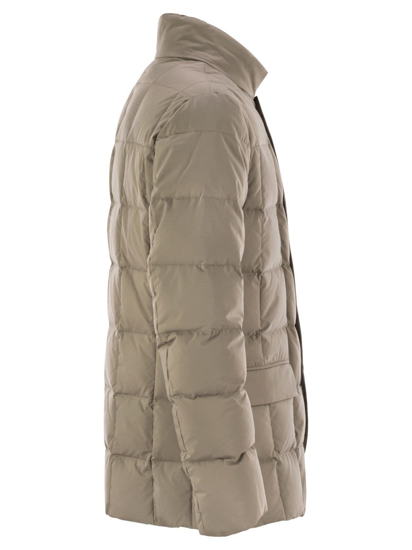 Fay Double-Front Quilted Checked Down Jacket