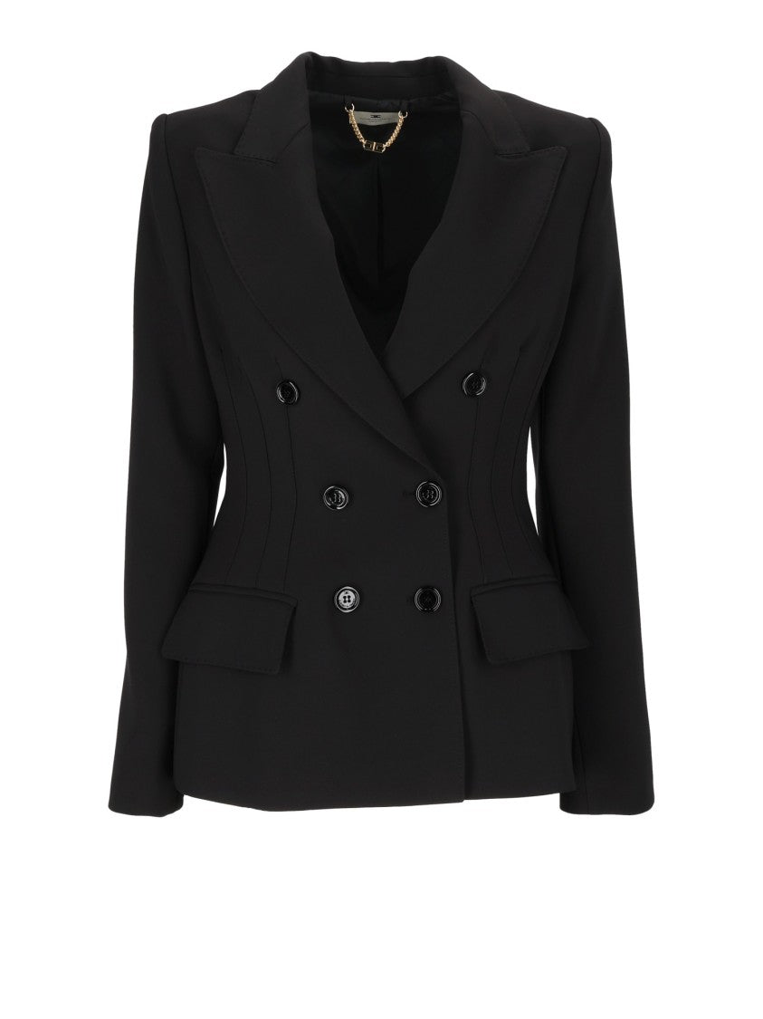 Elisabetta Franchi Double-Breasted Tailored Jacket With Classic Lapel And Flap Pockets