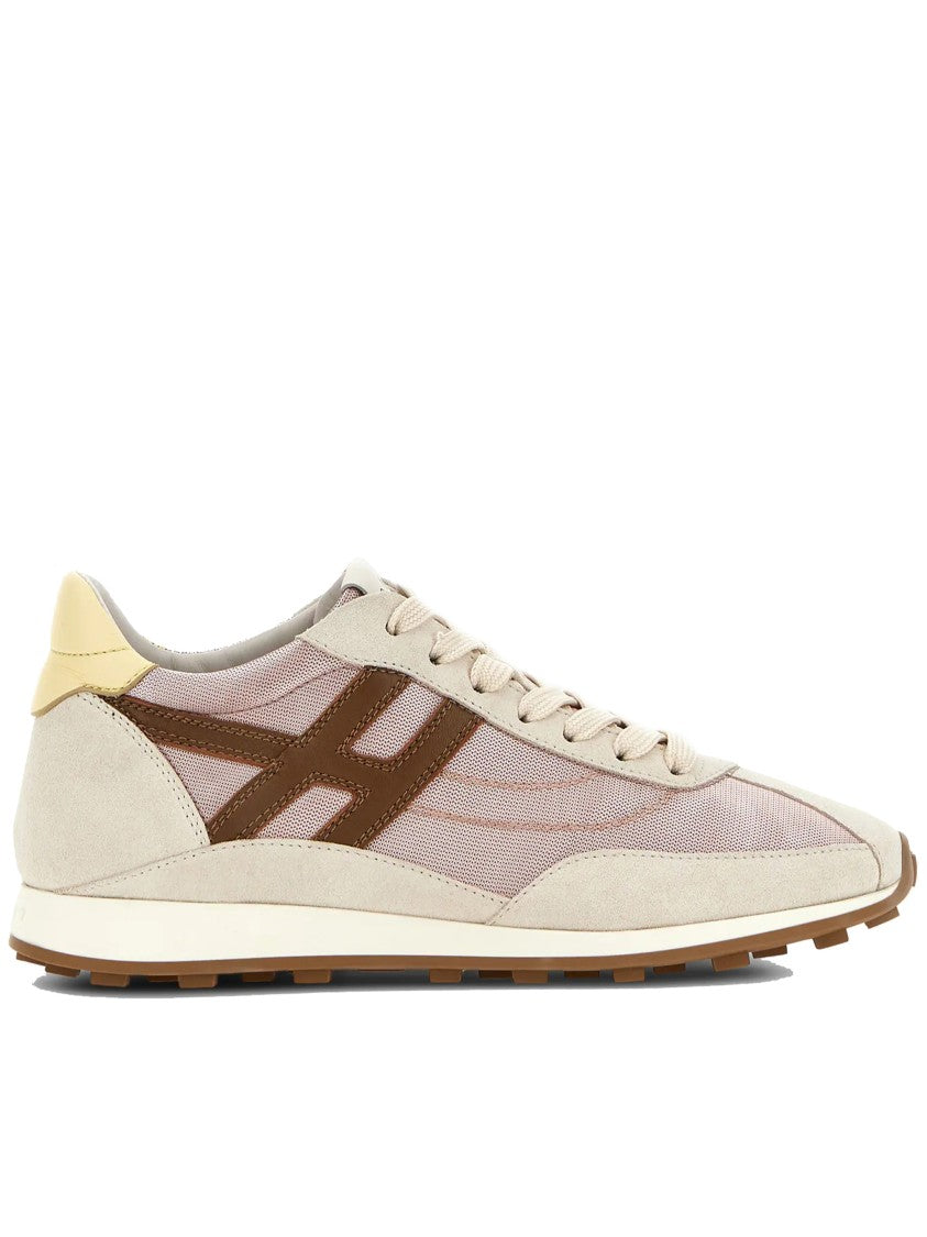 Hogan Beige Suede Mesh Leather Accent Sneakers