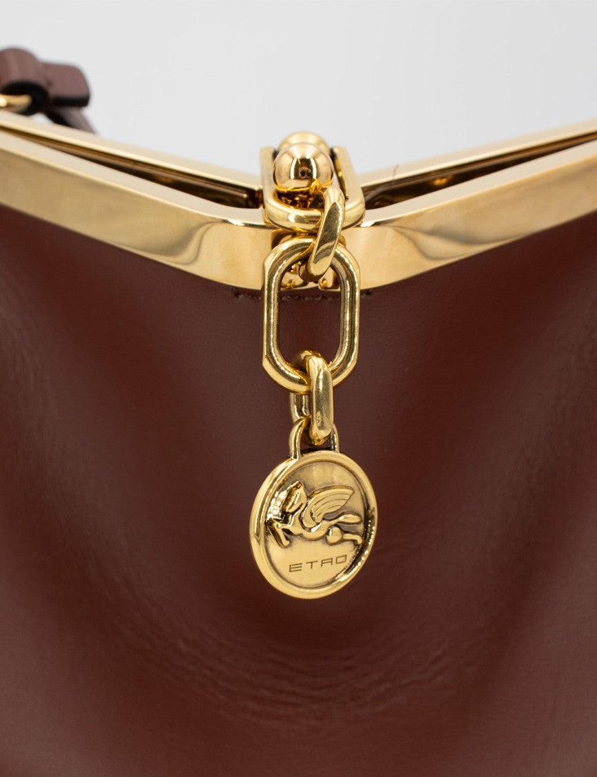 Etro Structured Leather Shoulder Bag With Distinctive Clasp