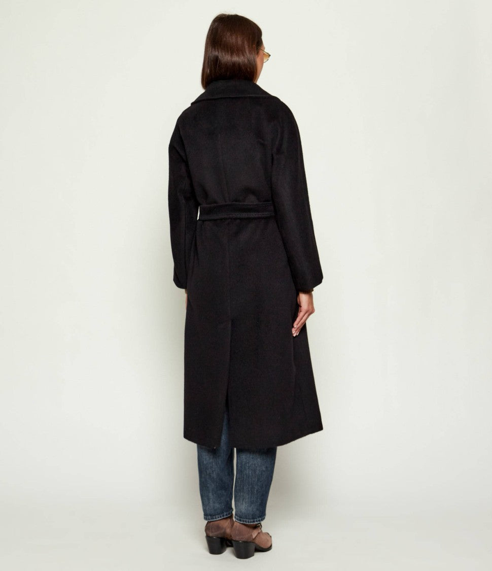 Max Mara Belted Black Wool-Blend Long Coat