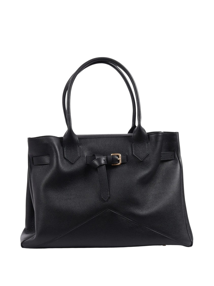 Ballantyne Kate Bag L Gold Accents Textured Leather Shoulder Bag