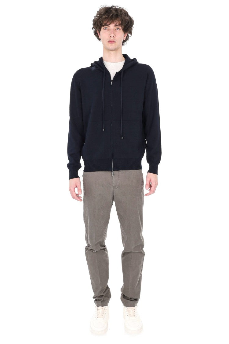 Drumohr Blue Full-Zip Cotton Sweater