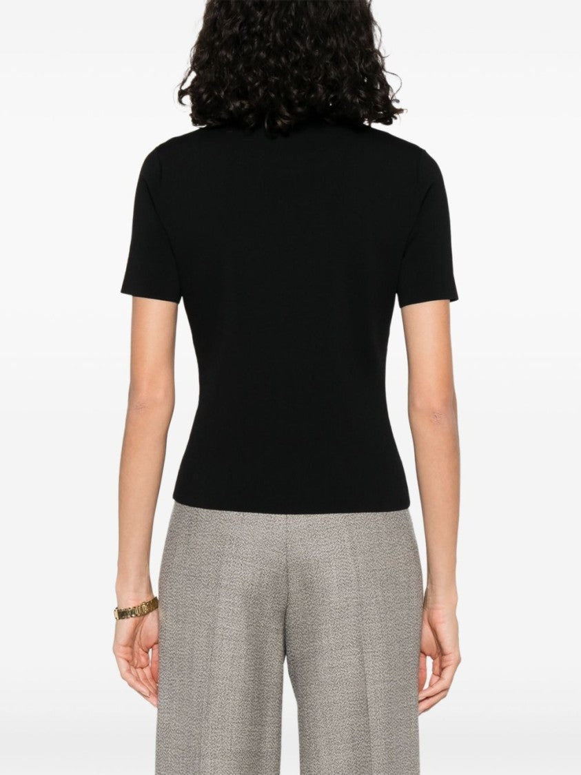 Max Mara Fitted Black Short-Sleeved T-Shirt With Subtle Logo Detail