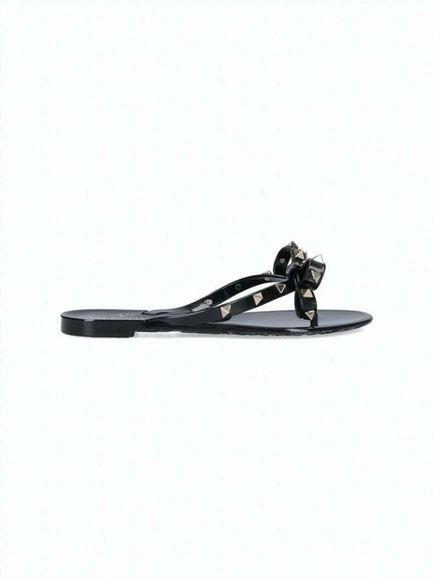 Valentino Garavani Glossy Black Rubber Sandals
