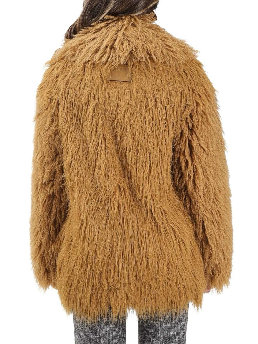 Patrizia Pepe Beige Modal-Blend Faux Fur Coat
